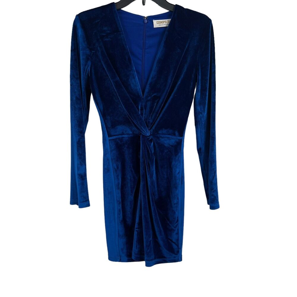 Dress‎ The Population x Cosmopolitan Blue Velvet Long Sleeve Dress